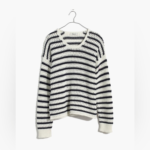 Madewell Striped Open-Stitch Austen Pullover Sweater - Picture 4 of 8